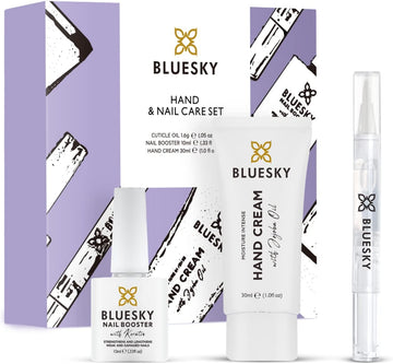 Bluesky Hand And Nail Care Kit For Damaged Nails, Cuticle Oil Pen, Hand Cream, Nail Growth Booster, 3 Piece Gift Set, Clear