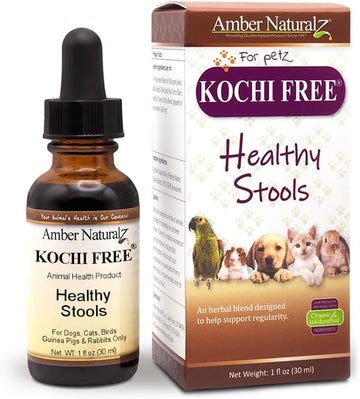 Amber Naturalz Kochi Free Herbal Supplement For Dogs, Cats, Birds, Guinea Pigs, And Rabbits | Pet Herbal Supplement For Healthy Stool Support | 4 Fluid Ounce Glass Bottle | Manufactured In The Usa