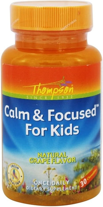 Thompson Calm & Focused For Kids, Chewable, Grape (Btl-Plastic) 30ct