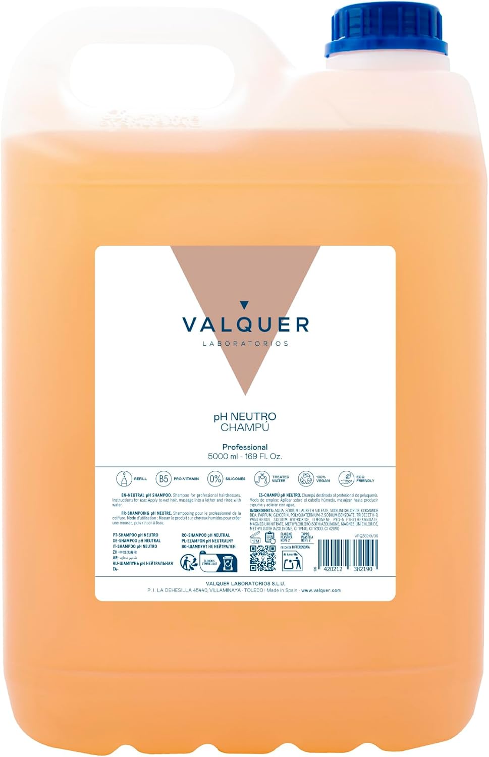 Valquer Professional Shampoo Ph Neutral Revitalising With Shine And Pro-Vitamin B5 Hair Salon Shampoo - 5000 Ml