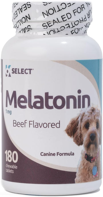 K9 Select Melatonin For Dogs, 1 Mg - 180 Beef Flavored Chewable Tablets - Dog Melatonin For Smaller Breeds - Gentle Well-Being Enhancer - Healthy, Tasty Dog Treats That Promote Overall Health