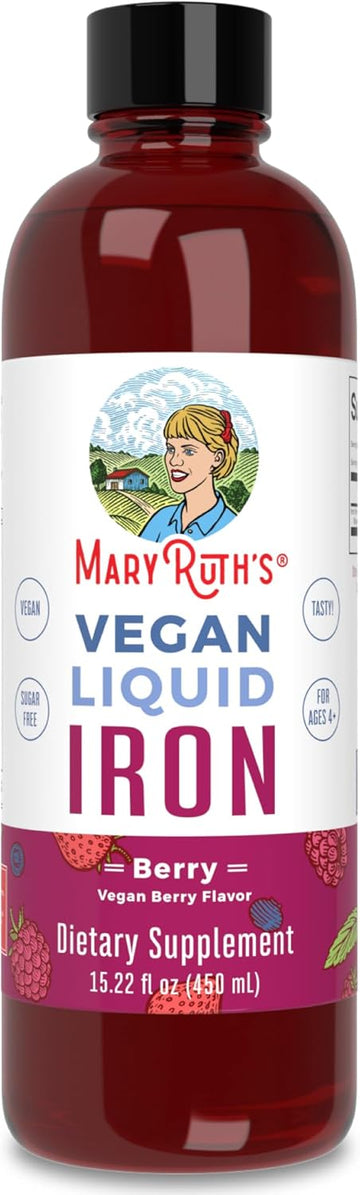 Maryruth Organics Iron Supplement For Women Men & Kids, Liquid Iron Supplement For Women Men & Kids, Iron For Healthy Blood & Oxygen, Ages 4 & Up, Sugar Free, Vegan, Non-Gmo, Gluten Free, 15.22 Fl Oz