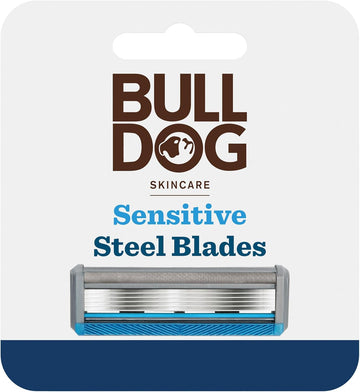 Bulldog Skincare Sensitive Men'S Razor Refills, With 5 Tempered Steel Blades On Each Of The Four Refill Blades, Works With All Bulldog Reusable Razor Handles, 8 Pack