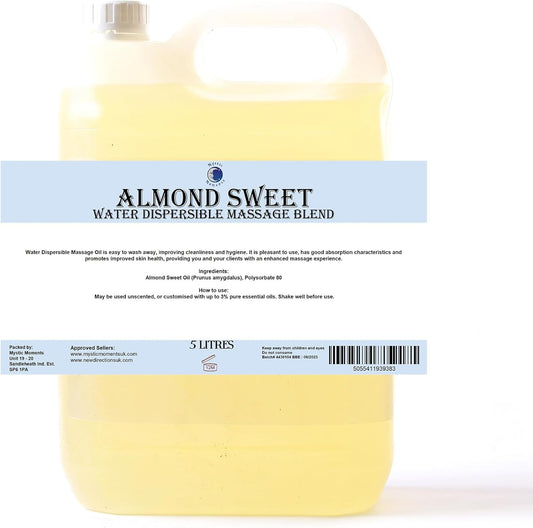 Mystic Moments | Sweet Almond Water Dispersible Massage Oil Blend 5 litres for Spa & Massage Therapy : Amazon.co.uk: Health & Personal Care