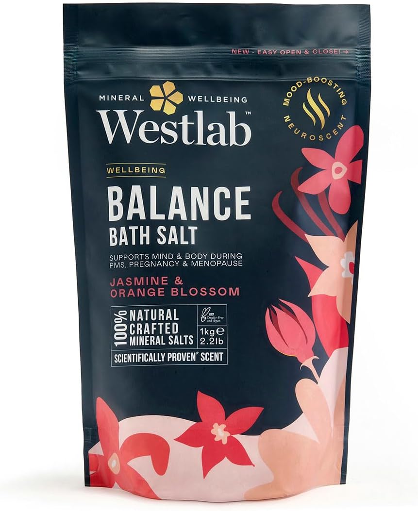 Westlab Magnesium Balance Salts 1Kg - For Pms, Pregnancy & Menopause. Scientifically-Proven To Help Mind & Body Reach Harmony. Mood-Boosting Neuroscent. 100% Natural Organic Jasmine & Blossom