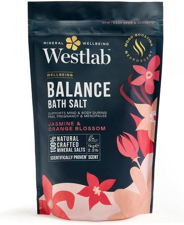 Westlab Magnesium Balance Salts 1Kg - For Pms, Pregnancy & Menopause. Scientifically-Proven To Help Mind & Body Reach Harmony. Mood-Boosting Neuroscent. 100% Natural Organic Jasmine & Blossom