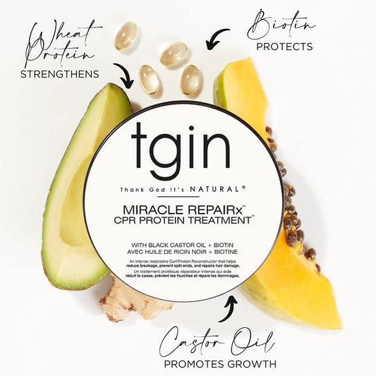 tgin Miracle RepaiRx Curl Protein Reconstructor - For Damaged Hair - Repair - Protect - Restore -12 oz