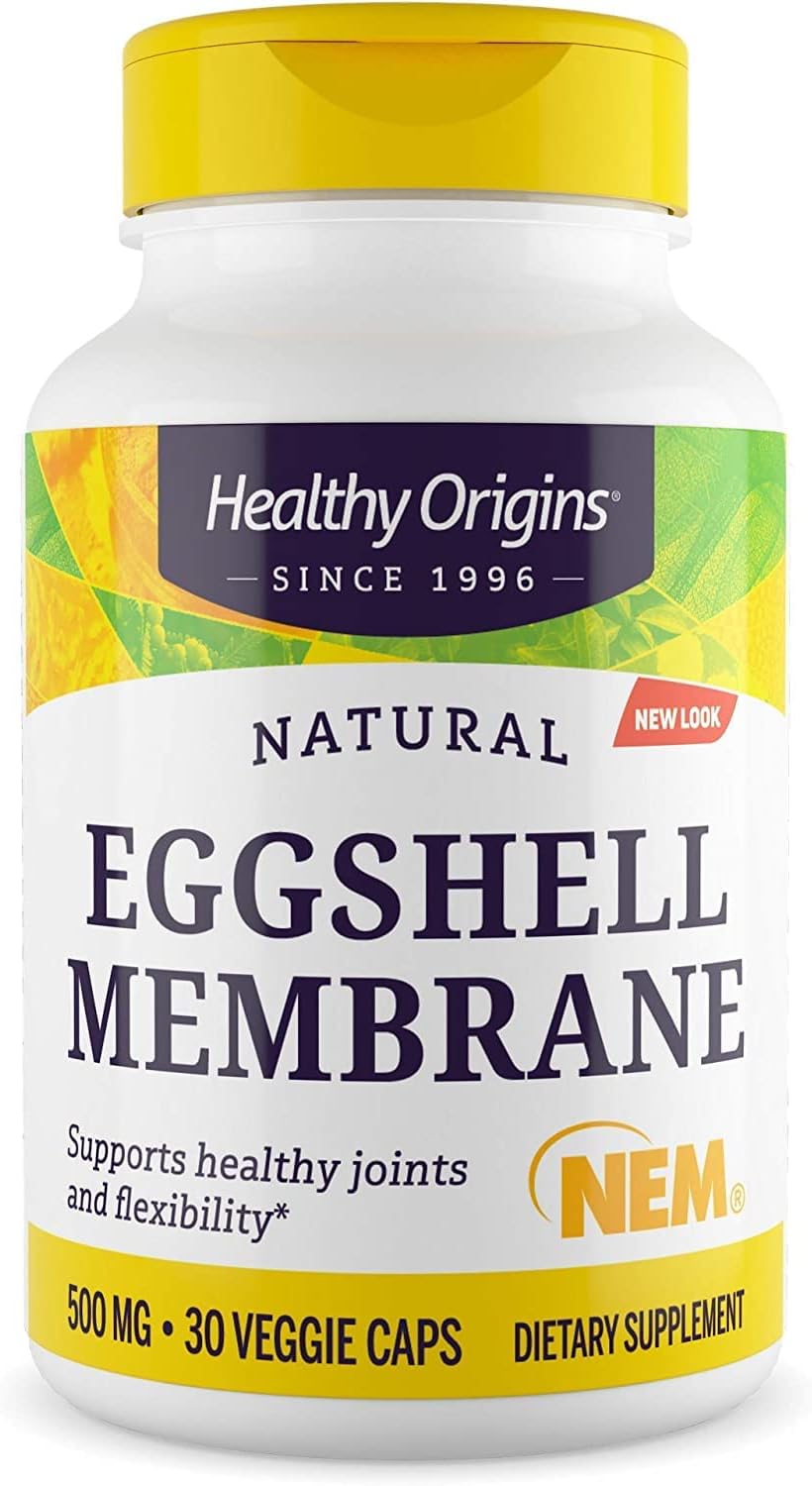 Healthy Origins Eggshell Membrane (NEM), 500 mg - Natural Collagen and Joint Support Supplement - Gluten-Free Supplement - 30 Veggie Capsules