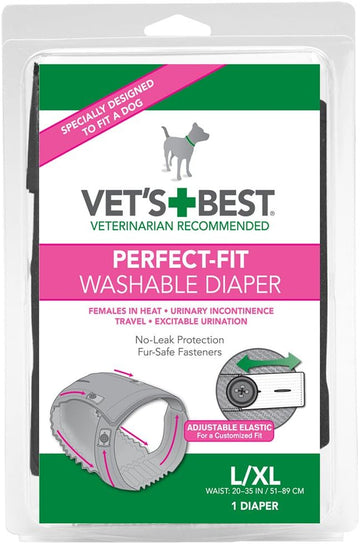 Vet's Best Perfect Fit Washable Female Dog Diaper | No-Leak Protection | Small/Medium, 1 Count3165810418