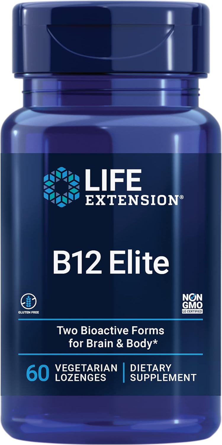 Life Extension B12 Elite - 1000Mcg Vitamin B12 Supplement For Energy Metabolism, Brain And Nerve Health  Non-Gmo, Vegetarian, Gluten-Free  Dissolvable And Chewable 60 Lenges