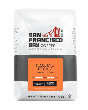 San Francisco Bay Ground Coffee - Praline Pecan (28oz Bag), Flavored, Medium Roast