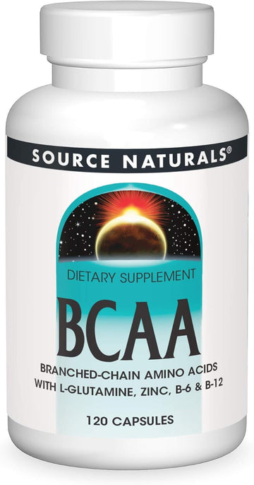 Source Naturals Bcaa Branched-Chain Amino Acids With L-Glutamine, Zinc, B-6 And B-12, Provides Supports The Body’S Muscular Systems* - 120 Capsules