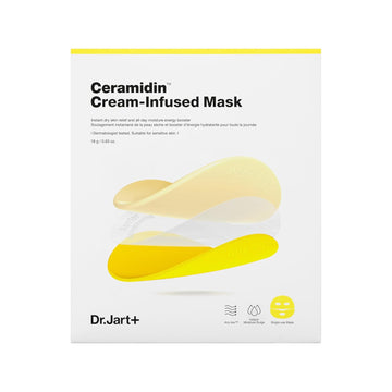 Dr.Jart+ Ceramidin Cream-Infused Face Mask For Dry Skin With Ceramides And Panthenol | Sheet Mask | Korean Skin Care, 0.63 Ounce