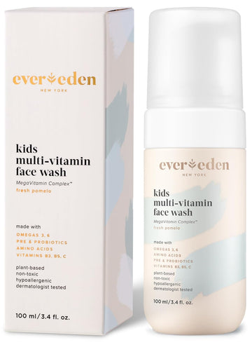 Evereden Kids Face Wash - 3.4 Fl Oz, Plant Based And Gentle Skin Care, Fresh Pomelo Scent, Gentle Foaming Cleanser, Non-Toxic And Hypoallergenic