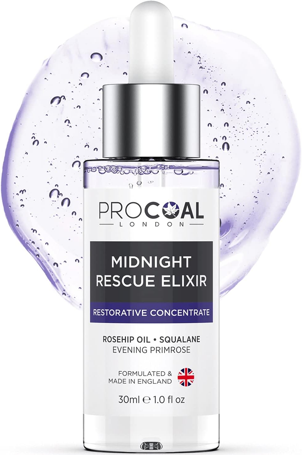 Face Oil, Midnight Rescue Elixir Face Oil Serum 30Ml By Procoal - Anti Ageing Face Serum For Soft, Supple, And Glowing Skin, Rosehip Face Oil, Evening Primrose & Squalane, Made In Uk