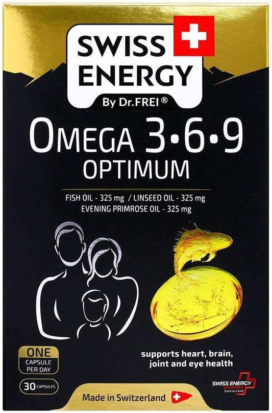 Swiss Energy Omega 3-6-9 Optimum Balanced Essential Omega Fatty Acid EFA Complex Scientifically Formulated Plant, 30 Capsules