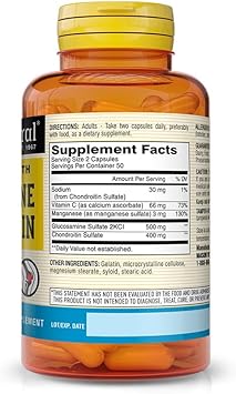 Mason Natural Glucosamine Chondroitin Regular Strength With Vitamin C - Supports Joint Health, Improved Flexibility And Mobility, 100 Capsules