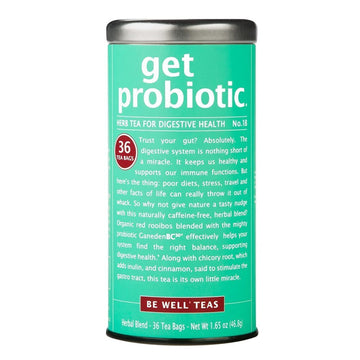 The Republic Of Tea Be Well Teas No. 18, Get Probiotic Herbal Tea For Digestive Health, Tin Of 36 Tea Bags