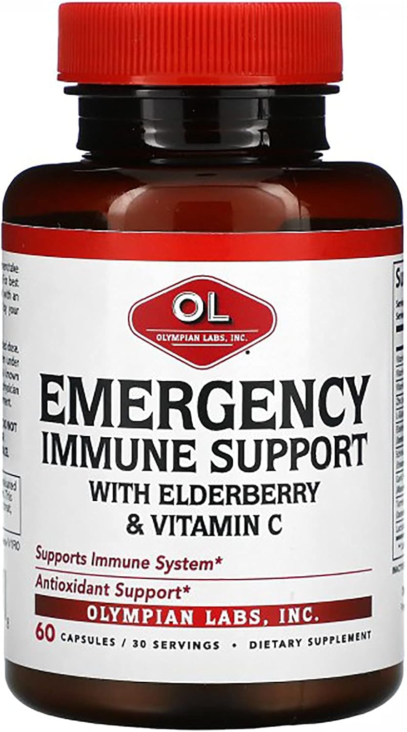 Olympian Labs Emergency Immune Support with Elberberry and Vitamin C | Supports Immune System | Antioxident | 60 Capsules : Health & Household