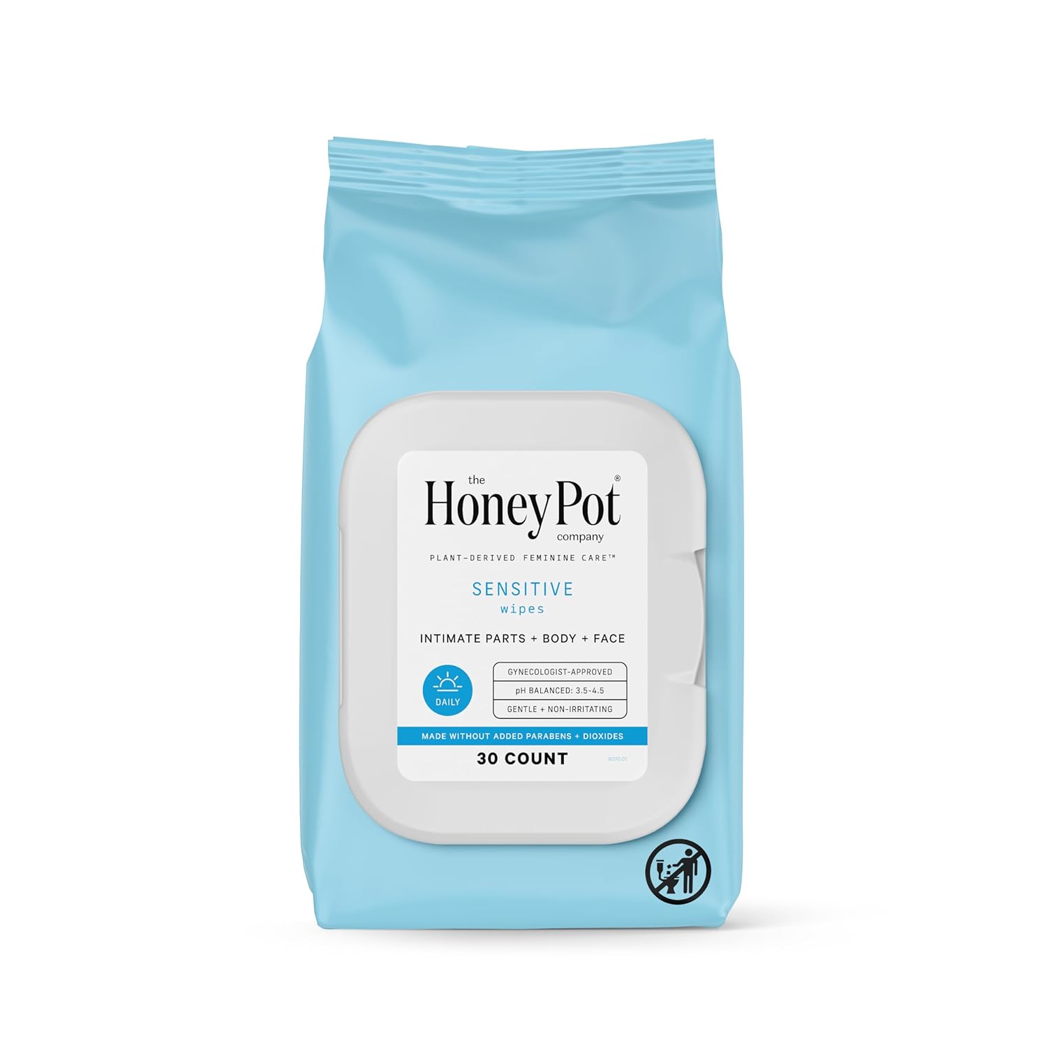 The Honey Pot Company - Feminine Wipes - Daily Ph Balancing, Fragrance & Sulfate Free Wipes For Intimate Parts, Body, Or Face - Feminine Products - Sensitive 30 Ct