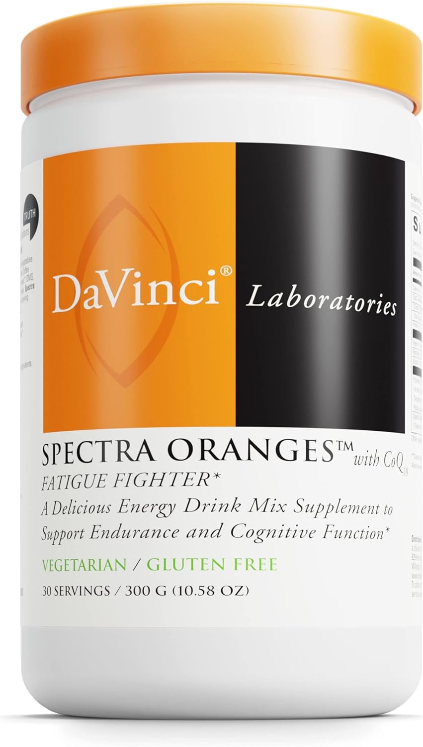 DaVinci Labs Spectra Orange - Energy Drink Supplement to Support Endurance, Metabolism and Cognitive Function - With Fiber, Protein, Vitamins, Minerals and More - Vegetarian - Gluten-Free -30 Servings