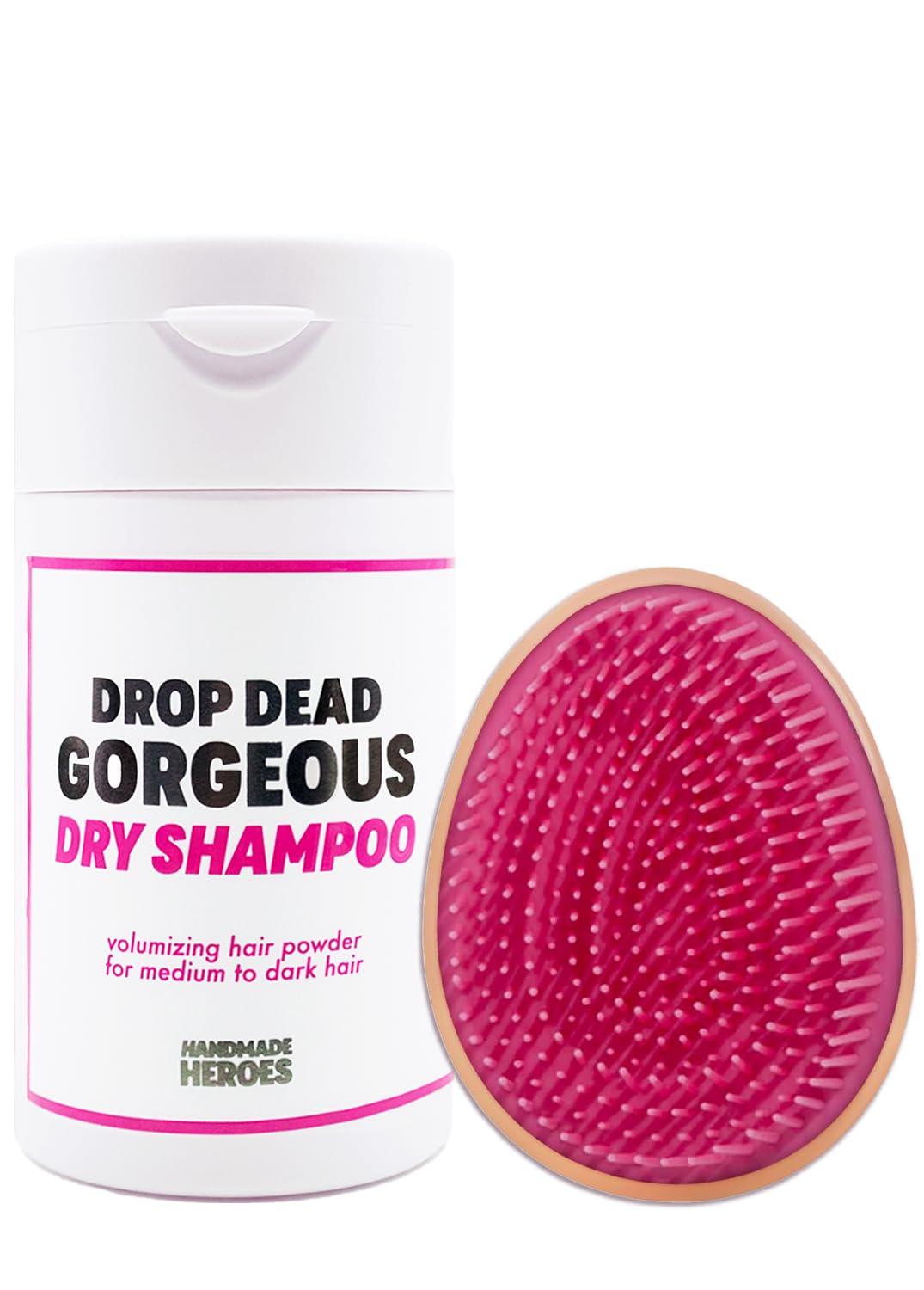 Save 11% - Dry Shampoo Volume Powder and Brush. Natural Clean and Vegan Ingredients. Sustainable Beauty. For Medium and Dark Hair