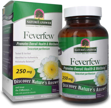 Nature'S Answer Feverfew Herb Vegetarian Capsules 250Mg 90-Capsules | Gluten-Free, Vegan, Non-Gmo, No Preservatives | Single Count
