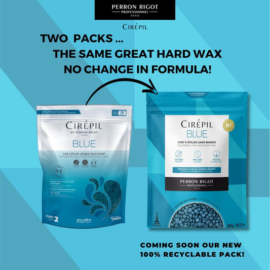 Cirepil - Blue - 800G Wax Beads - Unscented For Sensitive Skin - Disposable Blue Wax Refill - Fluid Gel Texture, Easy Removal, Peel-Off - No Strip Needed