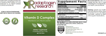 Vitamin D Complex | D3 5000Iu With Vitamin A, E (Tocopherols And Tocotrienols), K1 + K2 | Fat Soluble Vitamins Blend | 60 Softgels