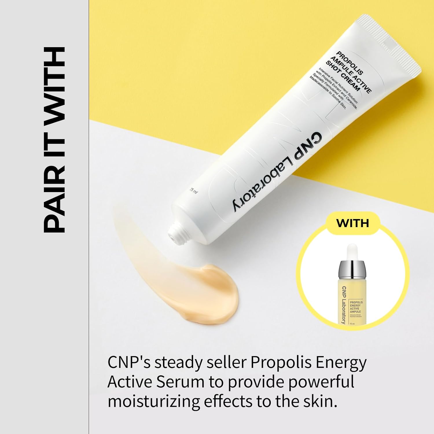 CNP Laboratory Propolis Ampule Active Shot Cream - Intensive Facial Care with Propolis Extract and Ceramide, Deep Hydration, Enriched with Madecassoside to Soothe Skin (75ml / 2.53 fl. oz) : Beauty & Personal Care