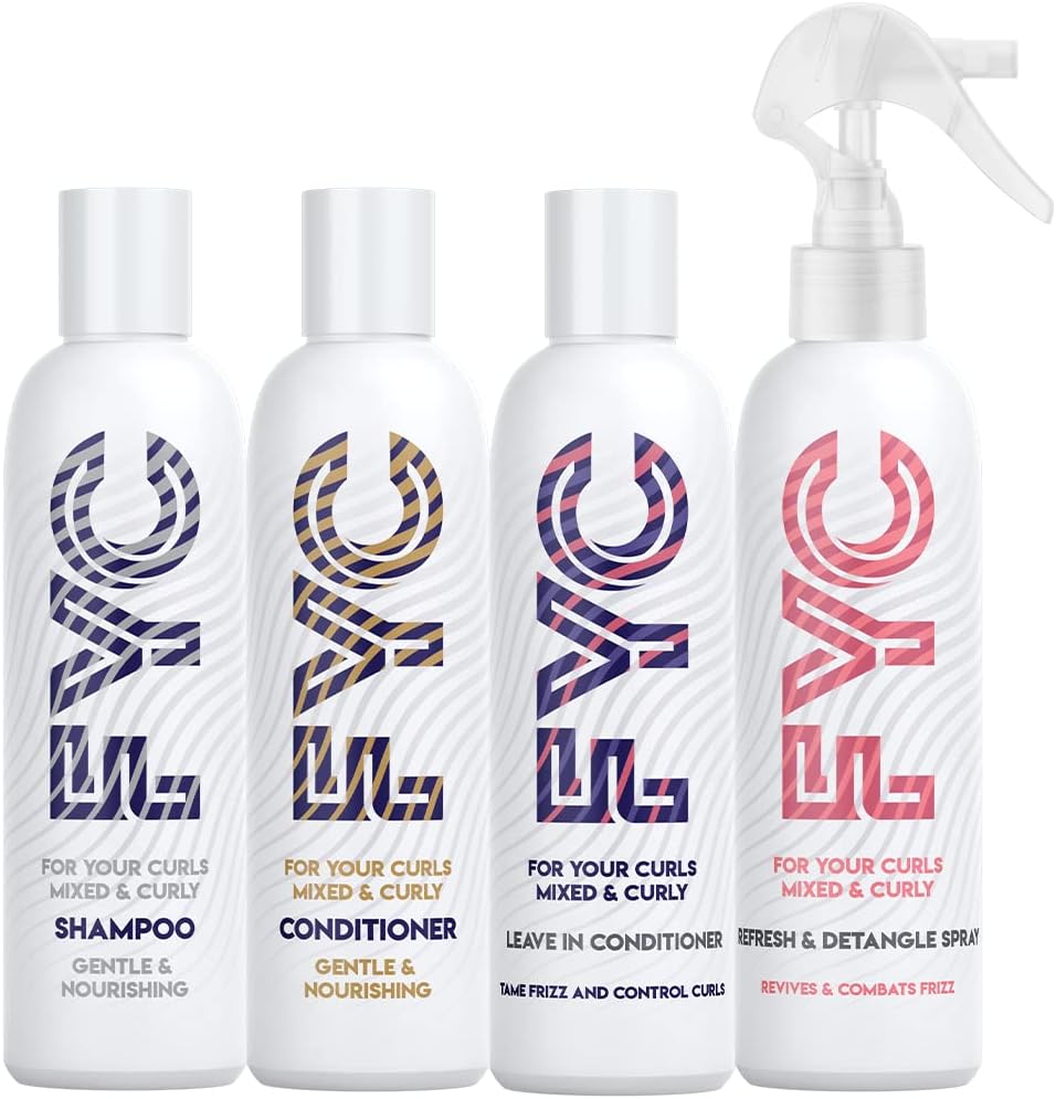 Fyc Curly Hair Care Bundle | 4 X 250Ml – Shampoo, Conditioner, Leave-In & Detangle Spray | Hydrates, Nourishes Scalp & Tames Frizz | Sulphate-Free, Vegan | Salon-Quality For Curly & Coily Hair