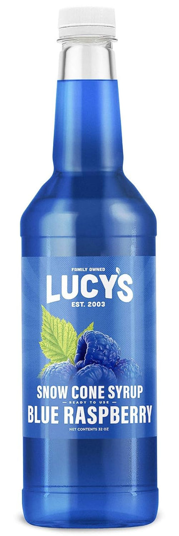 Lucy'S Family Owned - Shaved Ice Snow Cone Syrup - Blue Raspberry - 32 Oz Syrup Bottle