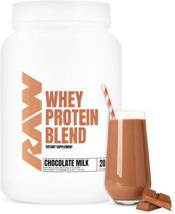 RAW Whey Protein Powder Blend, Chocolate Milk (20 Servings) - Grass-Fed Microfiltered Protein Isolate for Muscle Growth & Recovery - Pre & Post Workout Sports Nutrition Supplement for Men & Women