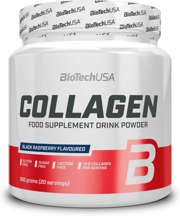 Biotechusa Collagen | Hyaluronic Acid And Collagen Complex | Added Vitamin C And E | Skin Wellness And Nourishment, 300 G, Black Raspberry