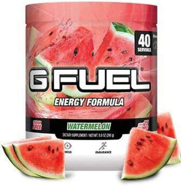 G Fuel Watermelon Energy Powder, Sugar Free, Clean Caffeine Focus Supplement, Water Mix, Focus Amino, Vitamin + Antioxidants Blend, 9.8 Oz (40 Servings)