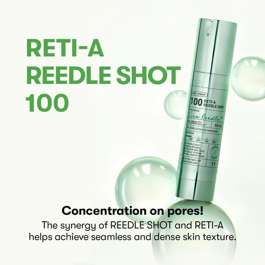 Vt Cosmetics Reti-A Reedle Shot 100, Retinol(Vitamin A) Microneedling Serum, Repairing Exosome, Ideal For Retinol Beginner, Glass Skin, Korean Skin Booster,Valentine Gift 1.69Fl Oz(50Ml)