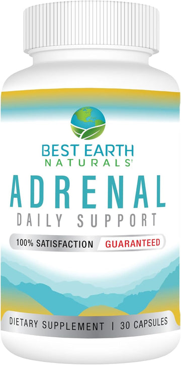 Best Earth Naturals - Adrenal Support For Adults - Holy Basil, B C Vitamins, L-Tyrosine, Rhodiola Rosea Root, Ashwagandha Supplements For Cortisol Manager Support - 30 Day Supply