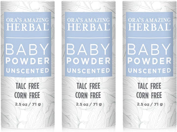 Ora's Amazing Herbal Talc-Free Grain-Free Gluten-Free Corn-Free Baby Powder 2.5oz … (Unscented 3 Pack)