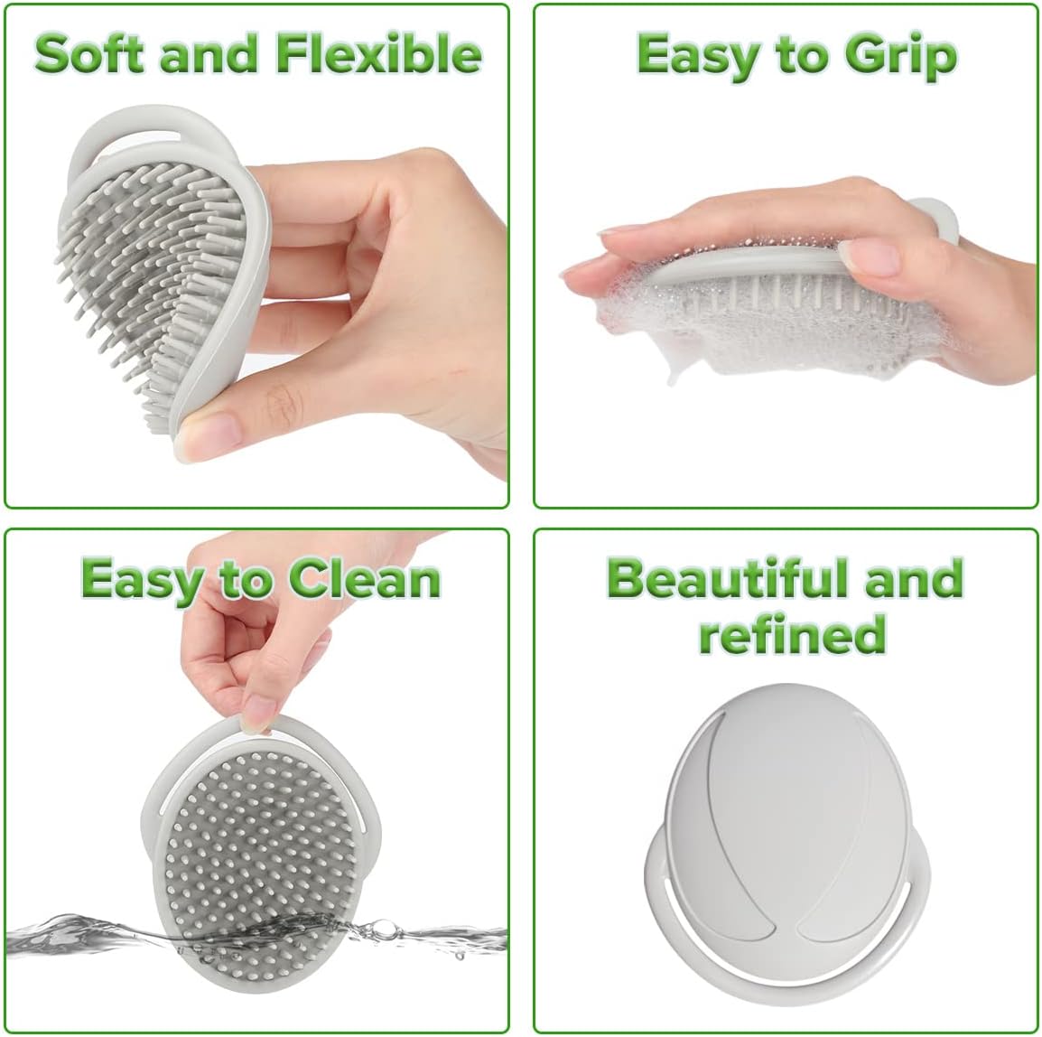 haakaa Silicone Shampoo Brush - Cradle Cap Brush Comb - Baby Hair Scrubber - Scalp Massager for Newborns & Toddlers - 1pk-Grey : Beauty & Personal Care