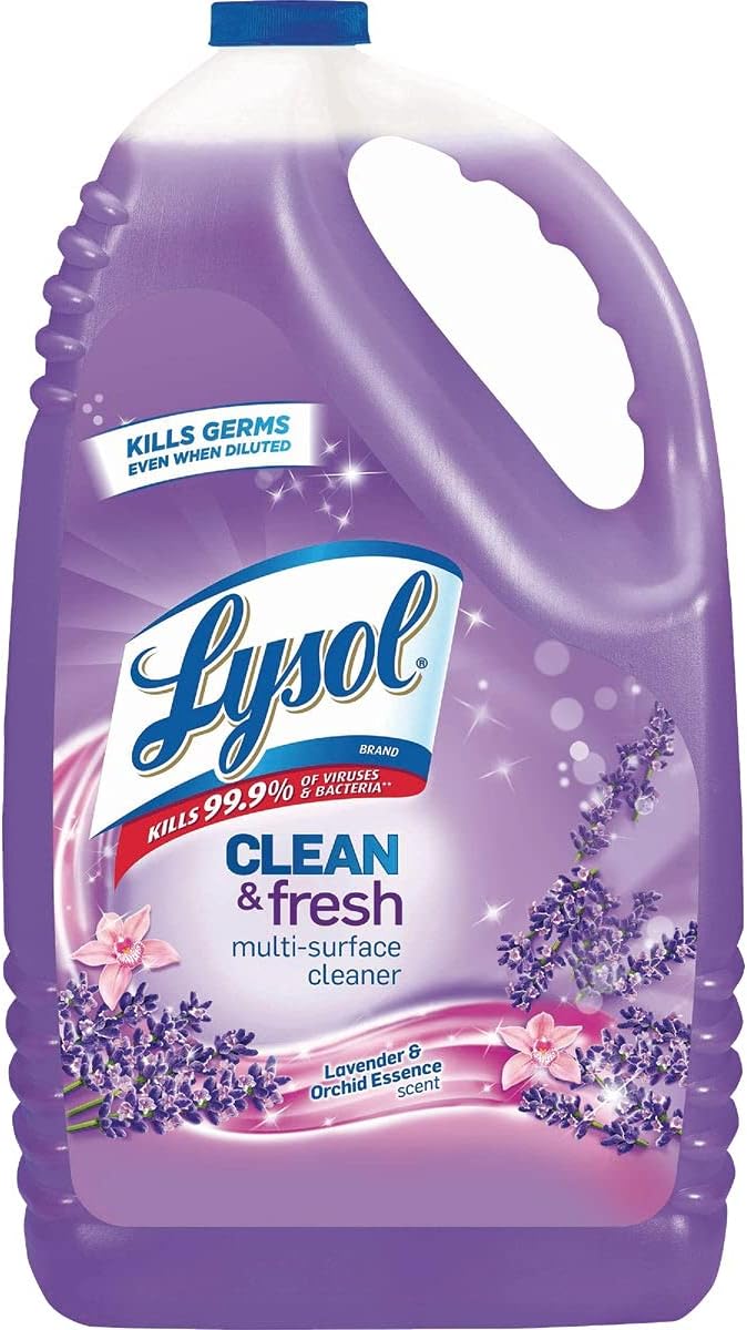 Lysol Multi-Surface Cleaner, Sanitizing And Disinfecting Pour, To Clean And Deodorize, Lavender And Orchard Essence, 144Oz (Pack Of 4)