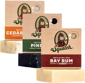 Dr. Squatch Men'S Soap Sampler Pack (3 Bars) – Pine Tar, Cedar Citrus, Bay Rum Bars – Natural Manly Scented Organic Soap For Men (3 Bar Bundle Set)