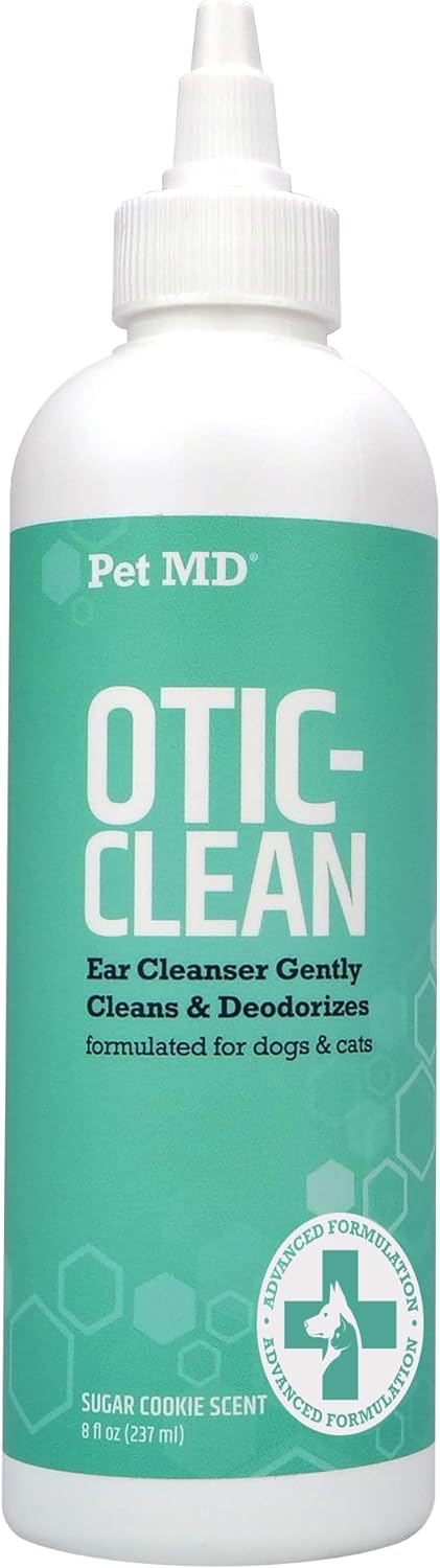 Pet Md Cat & Dog Ear Cleaner - Otic Ear Solution For Dogs - Pet Ear Cleaner - Cat Ear Cleaner Liquid - Cat & Dog Cleaning Supplies - Sugar Cookie Scent - 8 Oz