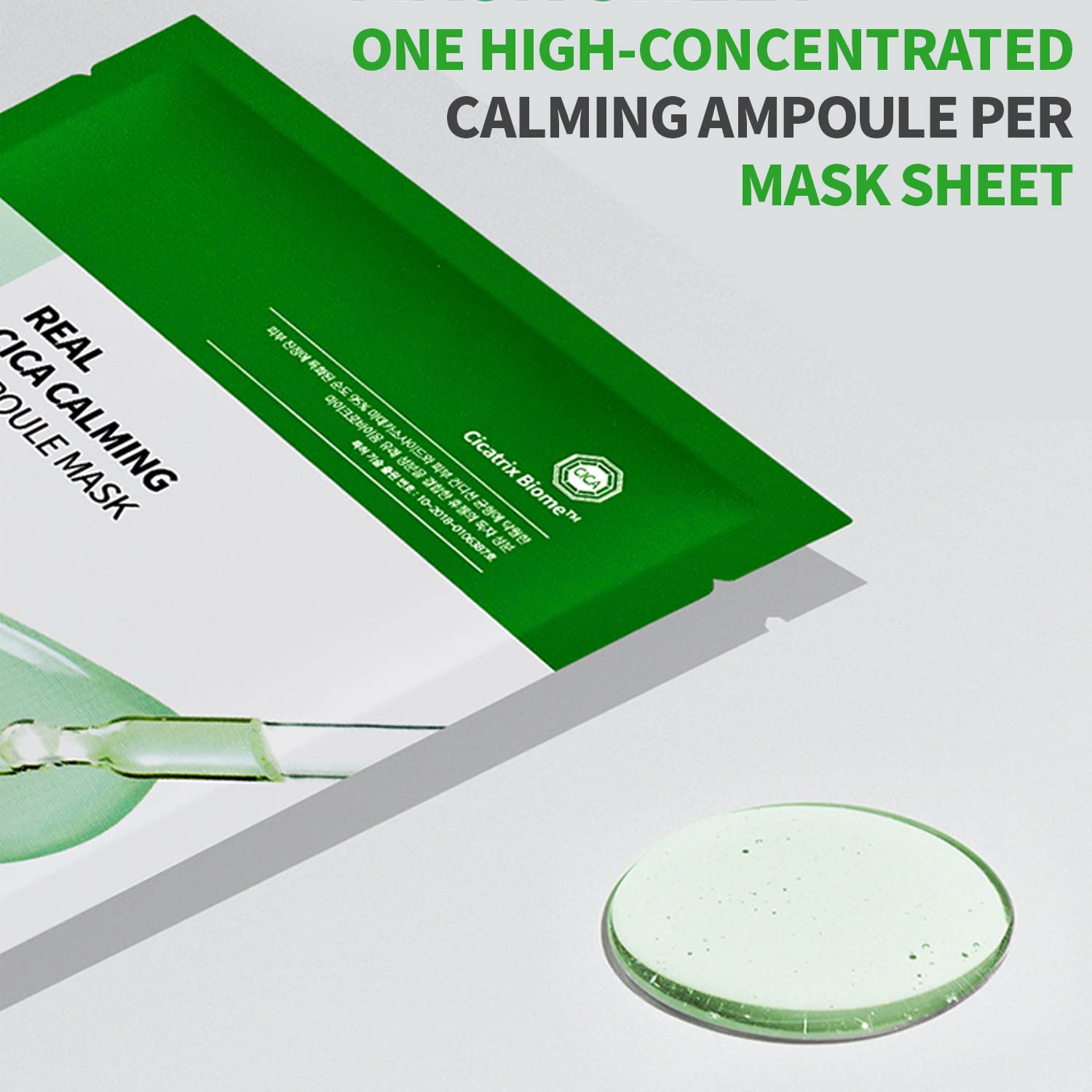 Wellage Real Cica Calming Ampoule Mask - Soothing Facial Sheet Mask With Madecassoside & Lactobacillus – For Sensitive & Irritated Skin – High Adhesive Tencel Sheet, 10 Sheet