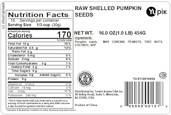 Yupik Raw Shelled Seeds, Pumpkin Seeds/Pepitas, 1 lb
