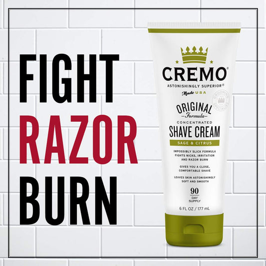 Cremo Barber Grade Sage & Citrus Shave Cream, Astonishingly Superior Ultra-Slick Shaving Cream Fights Nicks, Cuts And Razor Burn, 6 Fl Oz (2 Pack)