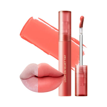 Nature Republic Light On Velvet Tint (02 Fresh Guava),Liquid Lipstick,Lip Tint,Blur Effect,Lip& Cheek,Nude Lip,Soft Creamy Matte Finish Lip, Velvety, Lip Stain, High Pigment, Korean Lip Makeup