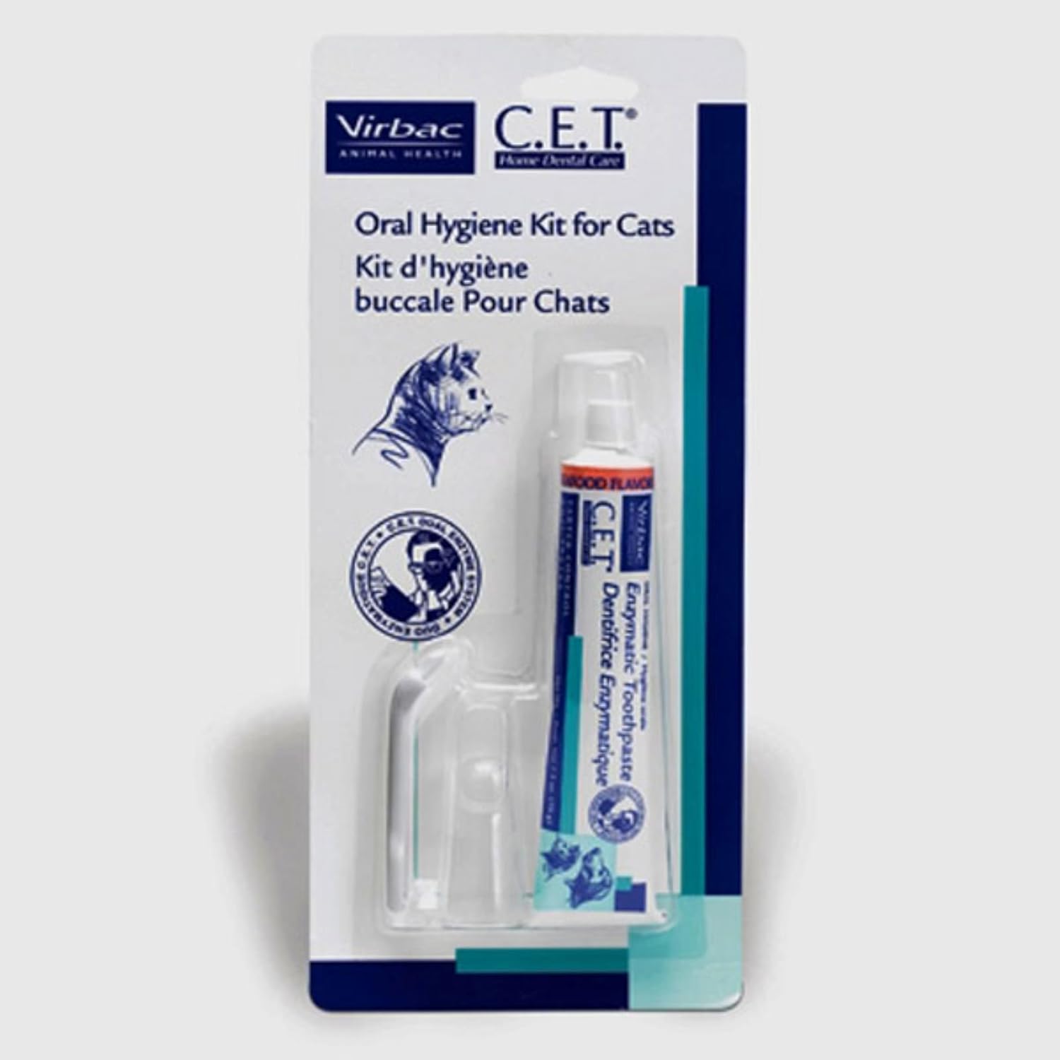 Virbac Corp C.E.T. Oral Hygiene Kit for Cats Toothpaste & Brush (Seafood) - 2.5 oz. : Pet Dental Care Supplies : Pet Supplies