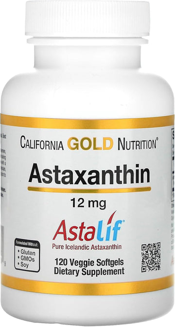 Astaxanthin, Antioxidant Carotenoid, Astalif Pure Icelandic Biologically Active 99% Isomer, 12 Mg, 120 Veggie Softgels