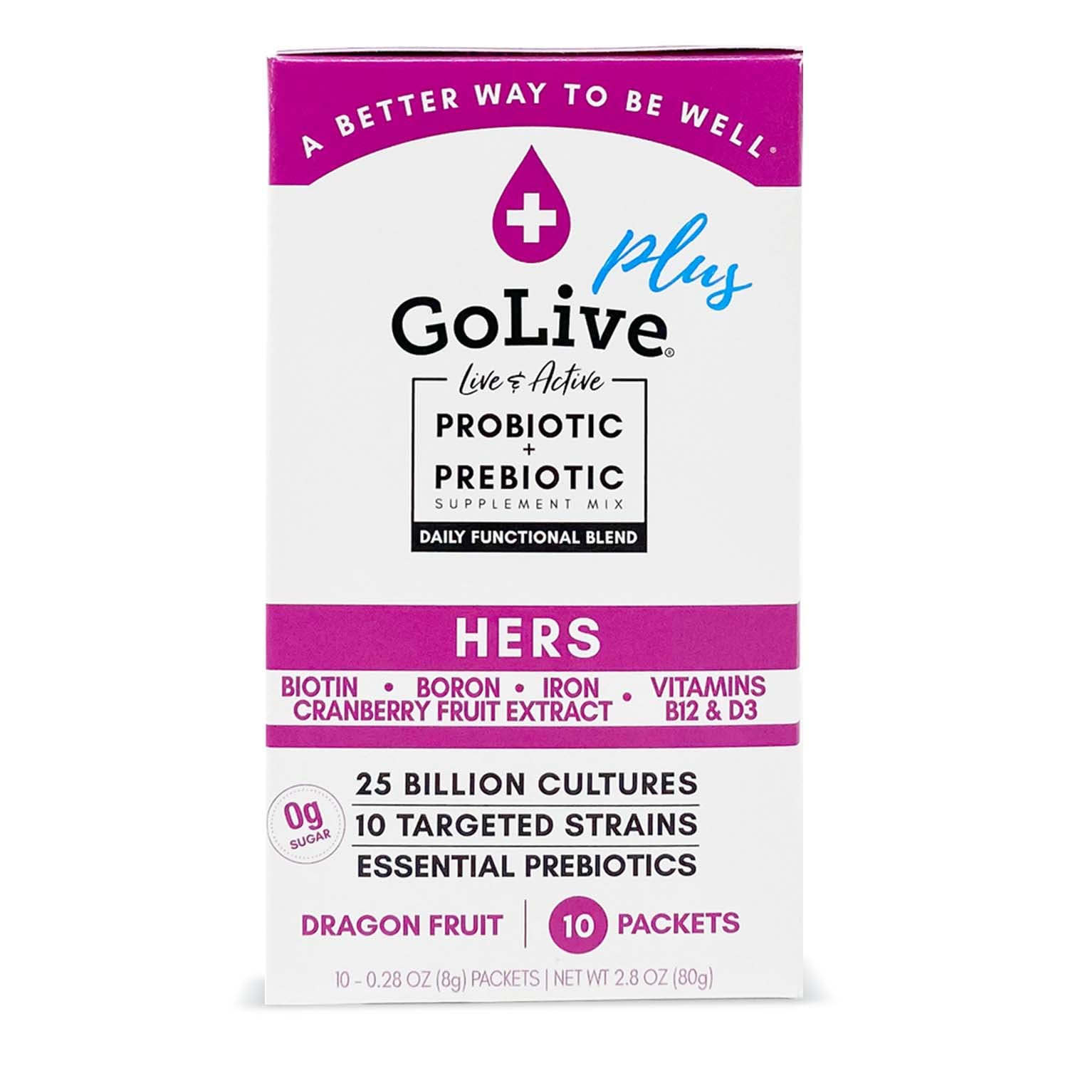 Golive Probiotic For Women – Sugar-Free Synbiotic Powder With Prebiotics, Cranberry, Biotin, B12 & D3-25 Billion Cfus, 10 Clinical Strains – Supports Vaginal, Digestive, Ut & Immune Health : Health & Household