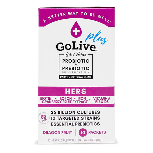 Golive Probiotic For Women – Sugar-Free Synbiotic Powder With Prebiotics, Cranberry, Biotin, B12 & D3-25 Billion Cfus, 10 Clinical Strains – Supports Vaginal, Digestive, Ut & Immune Health : Health & Household
